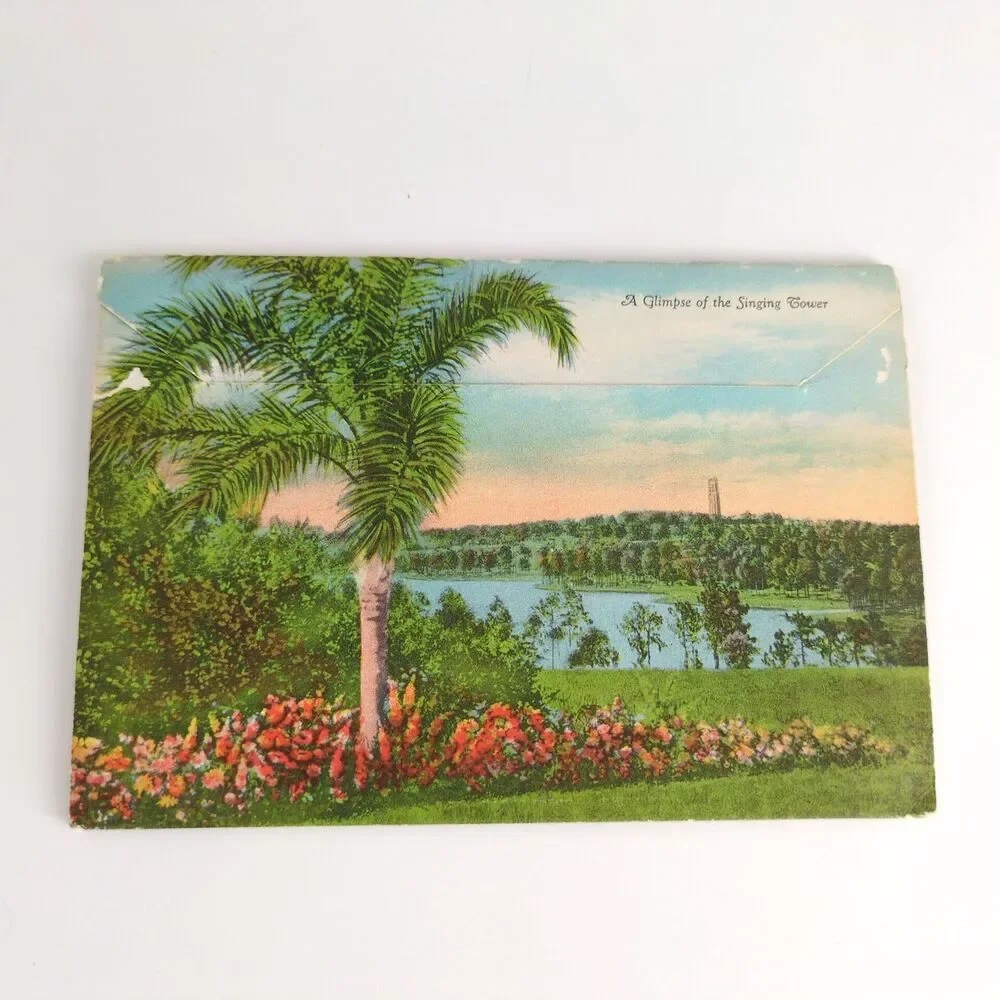 The Singing Tower Lake Wales Florida 1930s Fold-Out Linen‎ Postcards FL Bok